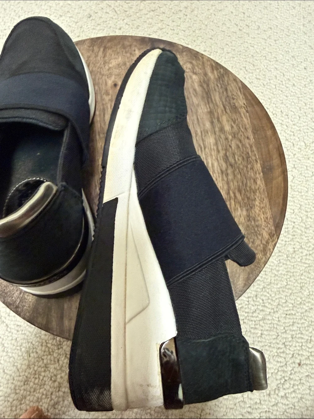 Michael Kors Black Slip-On Sneakers with Metallic Gold Heel